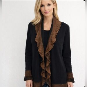 ANGELZ Design by Sabri Ozel Fine Merino Wool Cardigan Sweater Black Size Medium